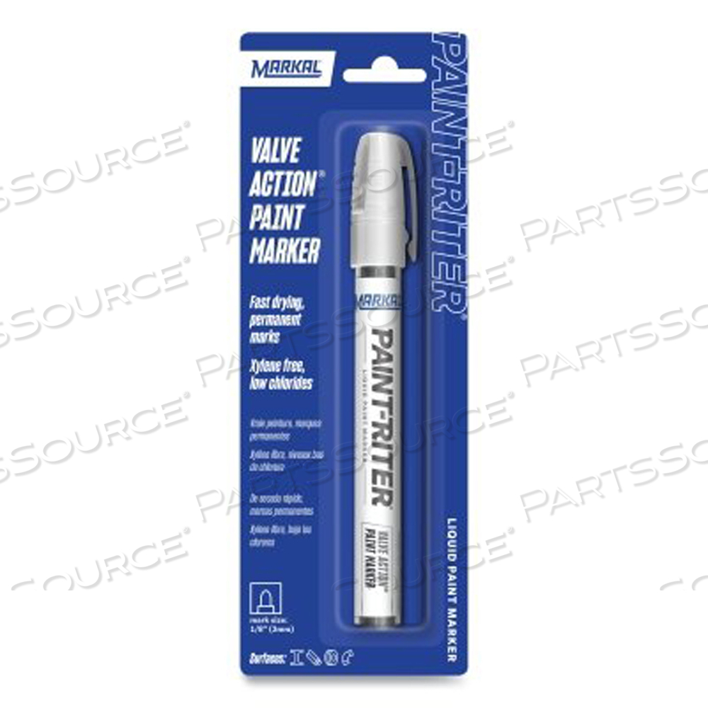 PAINT-RITER VALVE ACTION PAINT MARKER, WHITE, 1/8 IN TIP, BULLET by Markal