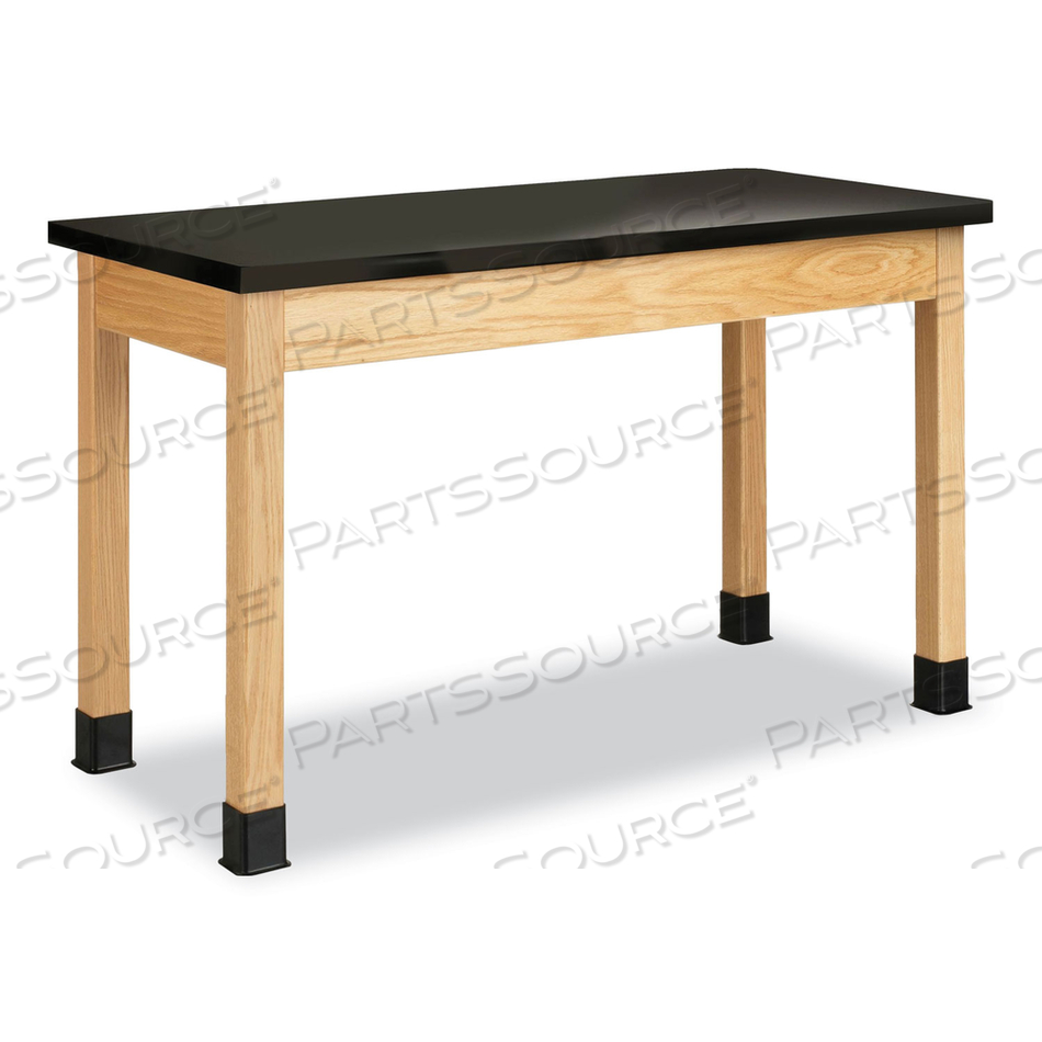 CLASSROOM SCIENCE TABLE, 48W X 21D X 30H, BLACK CHEMGUARD HIGH PRESSURE LAMINATE (HPL) TOP, OAK BASE 