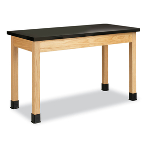 CLASSROOM SCIENCE TABLE, 48W X 21D X 30H, BLACK CHEMGUARD HIGH PRESSURE LAMINATE (HPL) TOP, OAK BASE by Diversified Woodcrafts