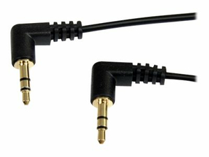 SLIM 3.5MM RIGHT ANGLE STEREO AUDIO CABLE - AUDIO CABLE - 30 AWG - MINI-PHONE STEREO 3.5 MM  (M) TO MINI-PHONE STEREO 3.5 MM  (M) - 6 FT - BLACK by StarTech.com Ltd.