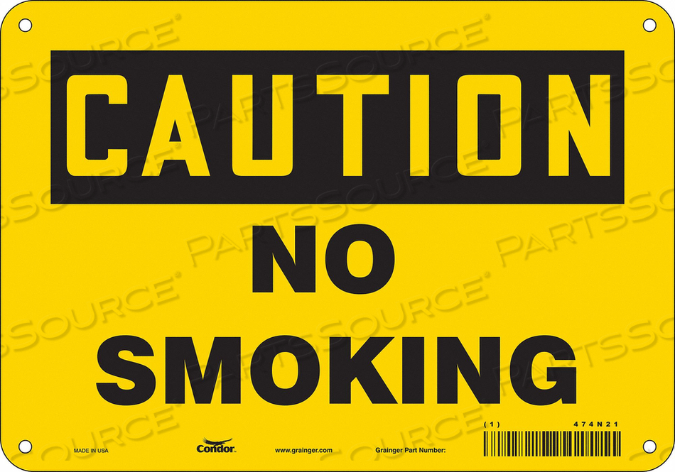 SAFETY SIGN, VERTICAL RECTANGLE, NUMBER OF PRINTED SIDES 1, ENGLISH, SIGN FORMAT TRADITIONAL OSHA, SIGN LEGEND NO SMOKING, SIGN LEGEND BACKG by Condor SAFETY SIGN, VERTICAL RECTANGLE, NUMBER OF PRINTED SIDES 1, ENGLISH, SIGN FORMAT TRADITIONAL OSHA, SIGN LEGEND NO SMOKING, SIGN LEGEND BACKG by Condor