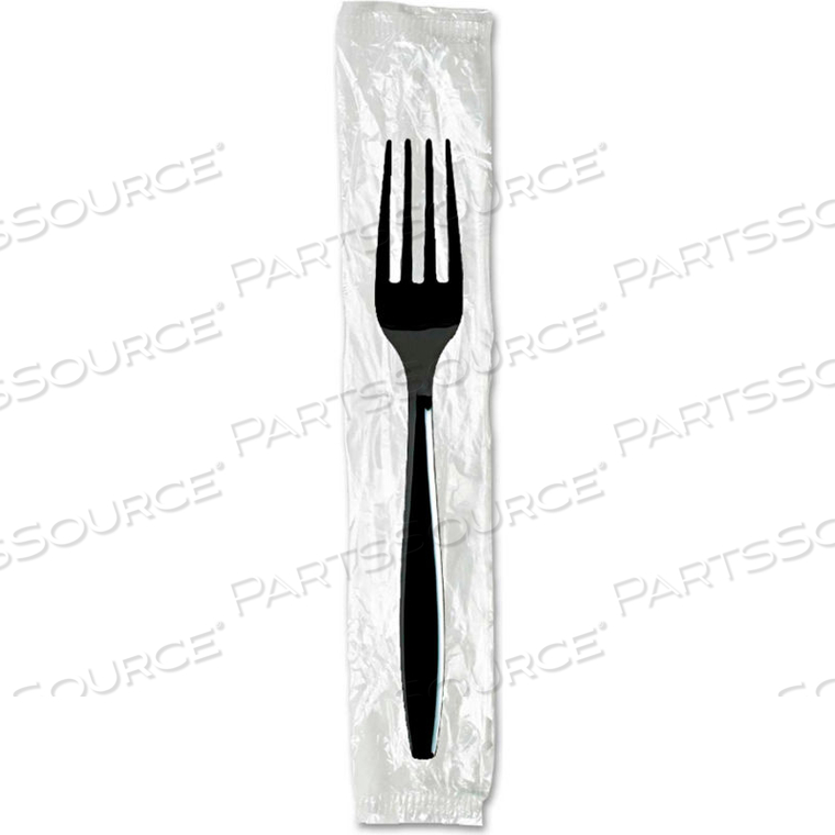 DXE7, INDIVIDUALLY WRAPPED FORKS, PLASTIC, BLACK, 1000/CARTON by Dixie
