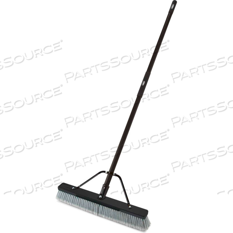 24"W MULTI-SURFACE PUSH BROOM WITH FIBERGLASS HANDLE, POLYPROPYLENE 