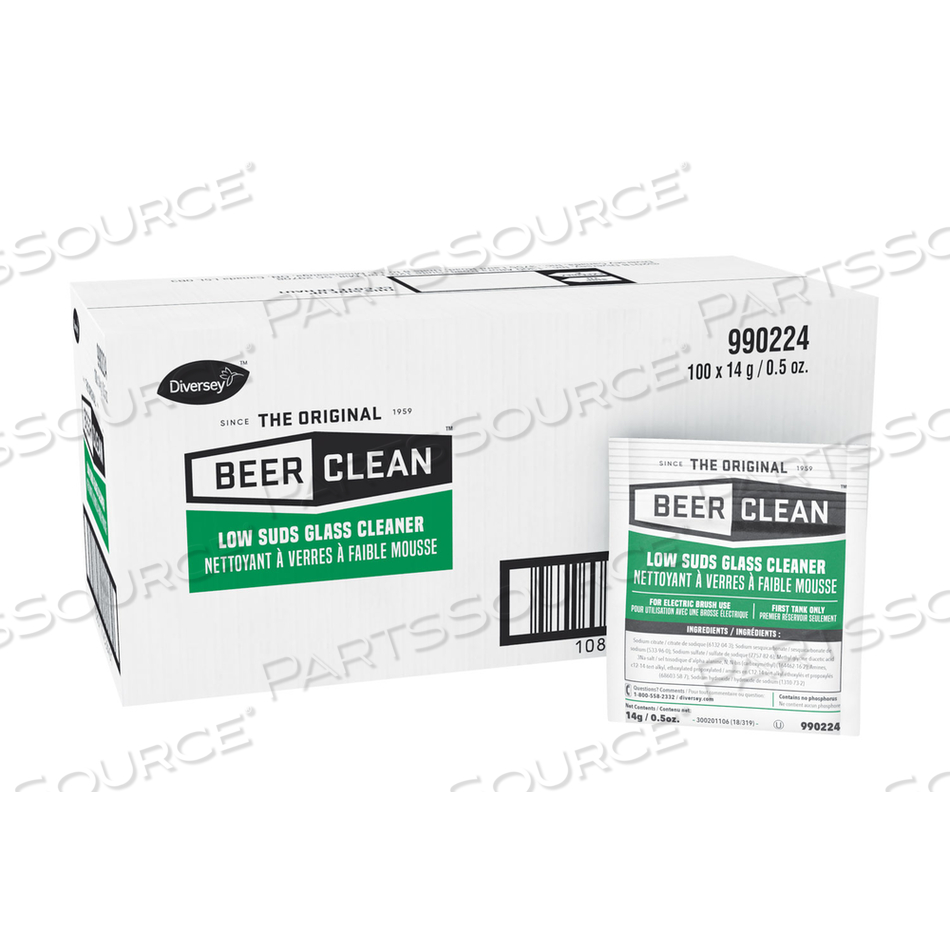 BEER CLEAN GLASS CLEANER, POWDER, 0.5 OZ PACKET by Diversey