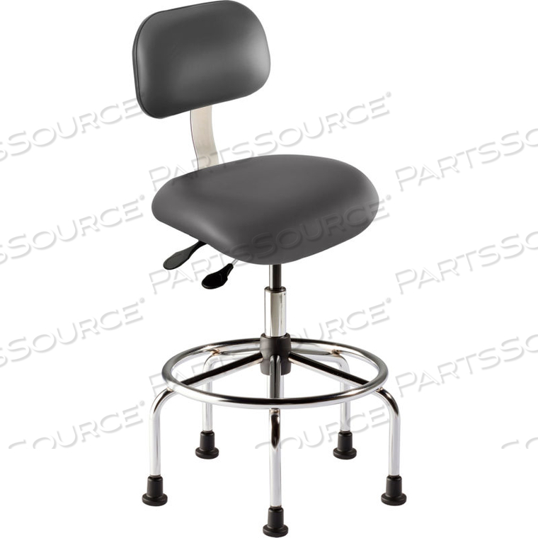 MANAGER CHAIR HEIGHT 25 - 32" - BLUE VINYL - CHROME METAL 