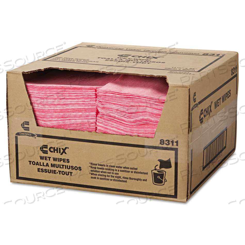 WET WIPES, 11.5 X 24, WHITE/PINK by Chix WET WIPES, 11.5 X 24, WHITE/PINK by Chix