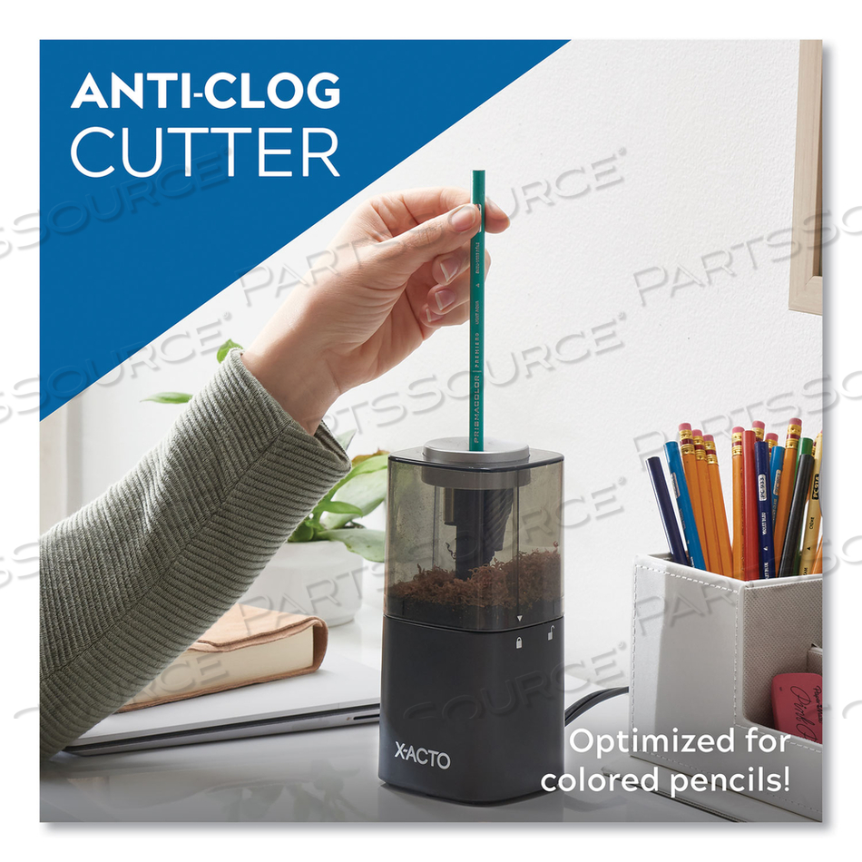 MODEL 1799 POWERHOUSE OFFICE ELECTRIC PENCIL SHARPENER, AC-POWERED, 3 X 3 X 7, BLACK/SILVER/SMOKE by X-Acto