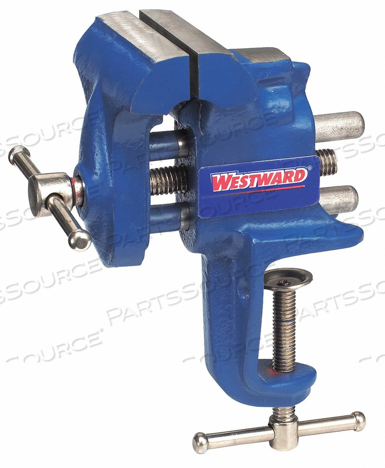 PORTABLE VISE, BODY TENSILE STRENGTH 30,000 PSI, SPINDLE TYPE UNCOVERED, JAW FACE WIDTH 2 1/2 IN, JAW OPENING - MAXIMUM 2 1/2 IN, THROAT DEP by Westward