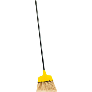 12" WIDE ANGLE BROOM W/47" LONG HANDLE, YELLOW by Genuine Joe