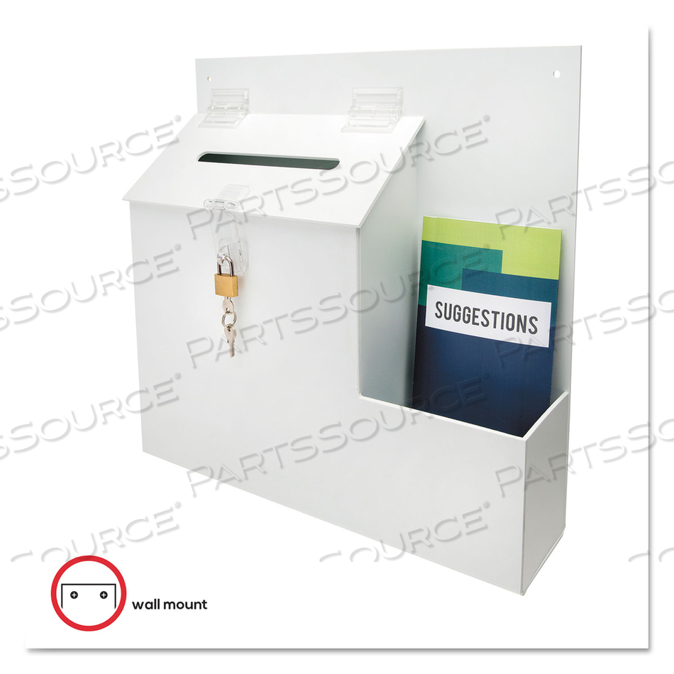 SUGGESTION BOX LOCKING TOP WHITE by Deflecto