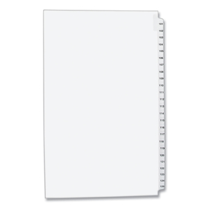 PREPRINTED LEGAL EXHIBIT SIDE TAB INDEX DIVIDERS, AVERY STYLE, 25-TAB, 101 TO 125, 14 X 8.5, WHITE, 1 SET by Avery