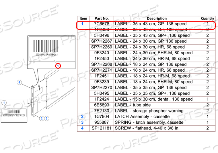 SP136 35 X 43MM BARCODE by Carestream Health, Inc.