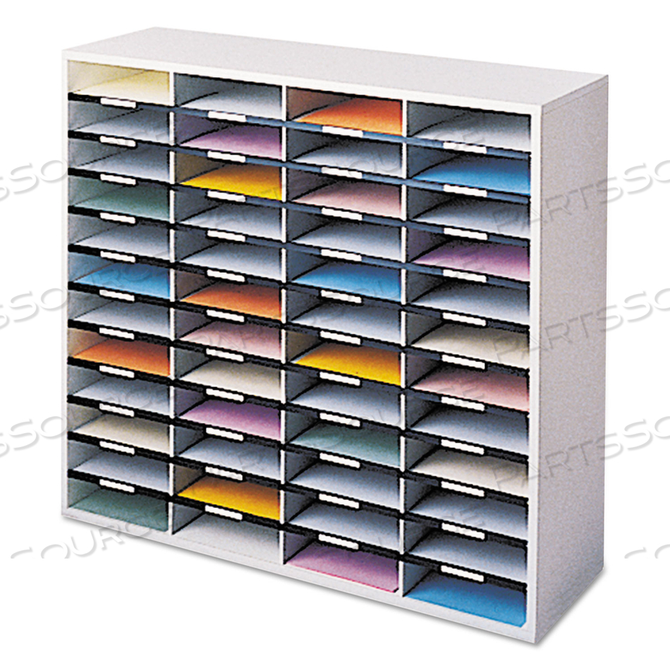 LITERATURE ORGANIZER, 48 LETTER COMPARTMENTS, 38.25 X 11.88 X 34.69, DOVE GRAY by Fellowes