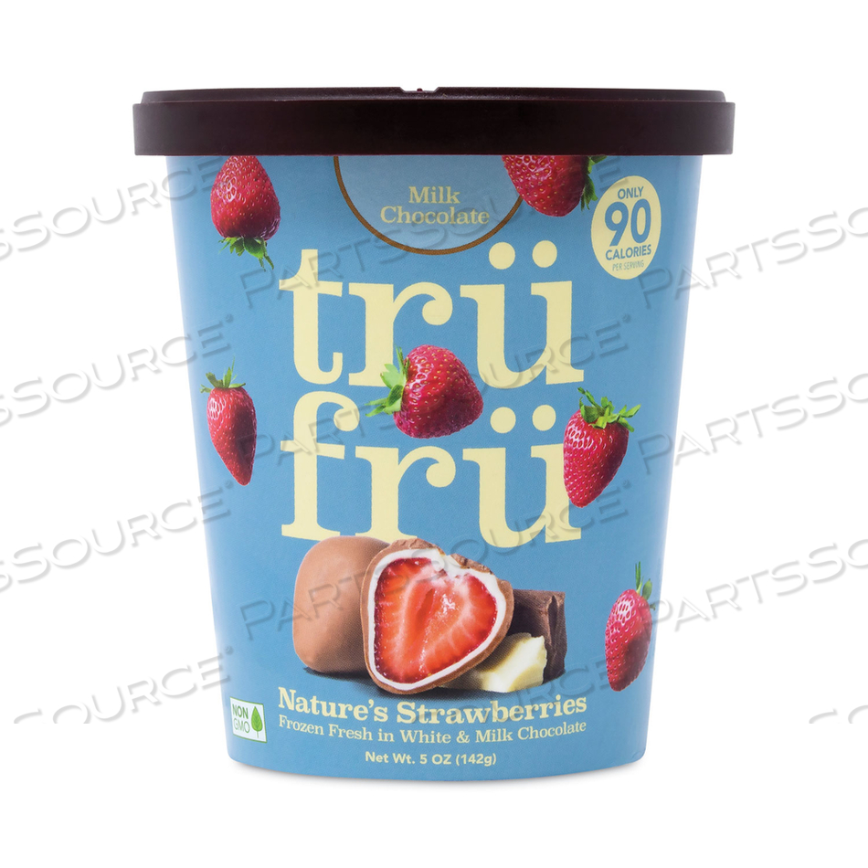 NATURE'S HYPER-CHILLED STRAWBERRIES IN WHITE AND MILK CHOCOLATE, 5 OZ CUP, 8/CARTON 