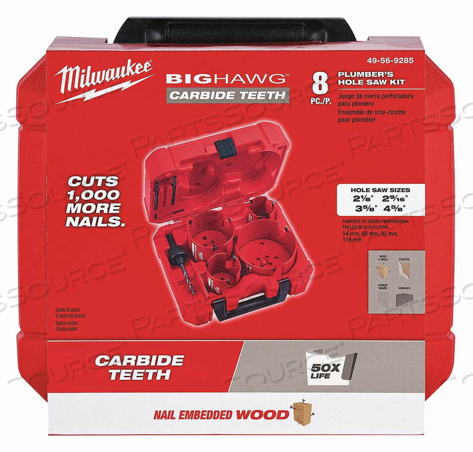 HOLE CUTTER KIT 8 PCS. CARBIDE TIPPED by Milwaukee Electric Tools