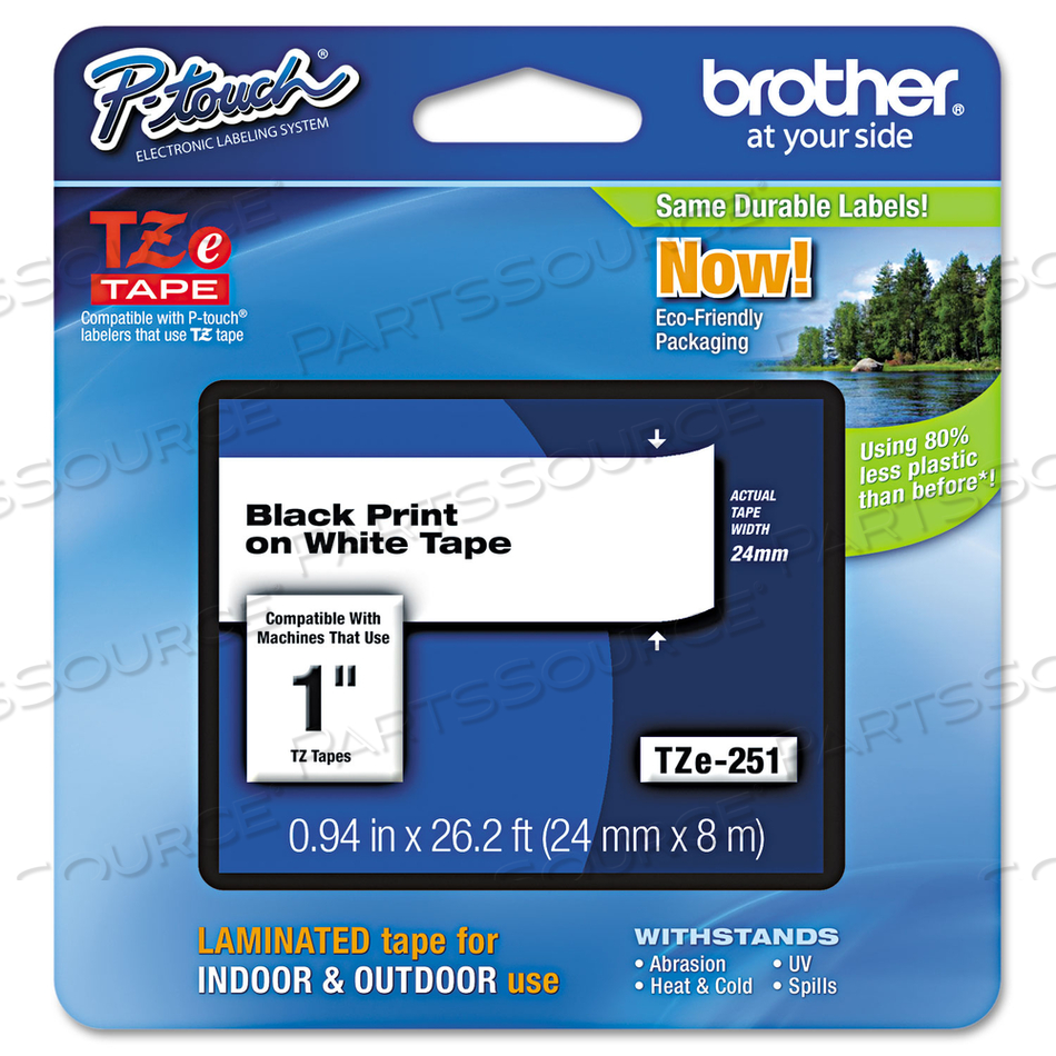 TZE STANDARD ADHESIVE LAMINATED LABELING TAPE, 0.94" X 26.2 FT, BLACK ON WHITE by Brother TZE STANDARD ADHESIVE LAMINATED LABELING TAPE, 0.94" X 26.2 FT, BLACK ON WHITE by Brother