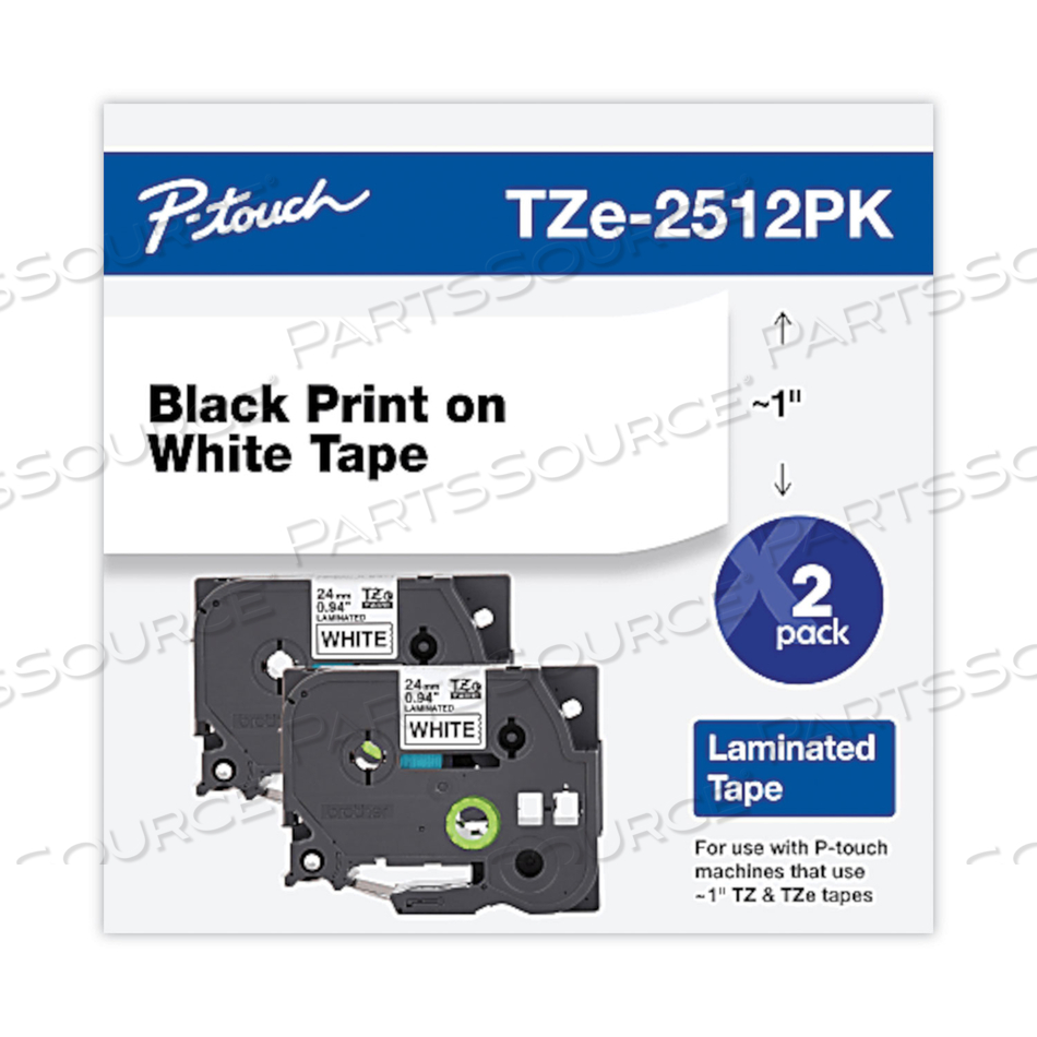 TZE STANDARD ADHESIVE LAMINATED LABELING TAPE, 0.94" X 26.2 FT, BLACK ON WHITE by Brother