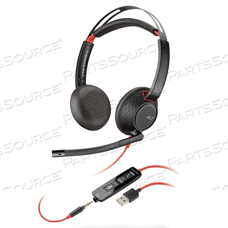 BLACKWIRE 5220 BINAURAL OVER THE HEAD HEADSET, BLACK 