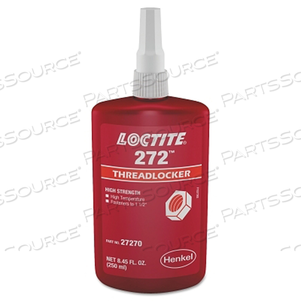 272 THREADLOCKER, HIGH TEMP/HIGH STRENGTH, 250 ML, UP TO 1-1/2 IN THREAD, RED by Loctite Brand 272 THREADLOCKER, HIGH TEMP/HIGH STRENGTH, 250 ML, UP TO 1-1/2 IN THREAD, RED by Loctite Brand