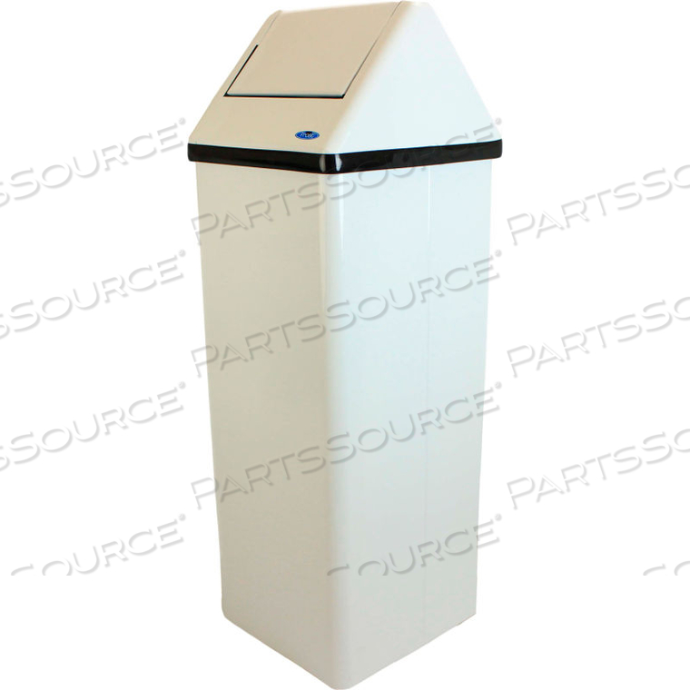 LARGE FREE STANDING WHITE WASTE RECEPTACLE, 28 GALLON, by Frost Products Ltd