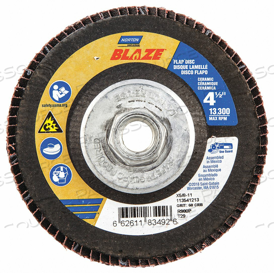 H7406 ARBOR MOUNT FLAP DISC 4-1/2IN 60 MED. by Norton | Saint-Gobain Abrasives