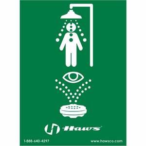 SAFETY EYEWASH SHOWER SIGN 10 3/4X8IN by Haws