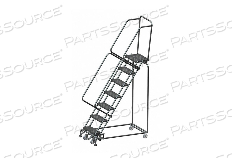 7 STEP STEEL SAFETY ROLLING LADDER W/ WEIGHT ACTUATED LOCK STEP 16"W EXPANDED STEP by Ballymore