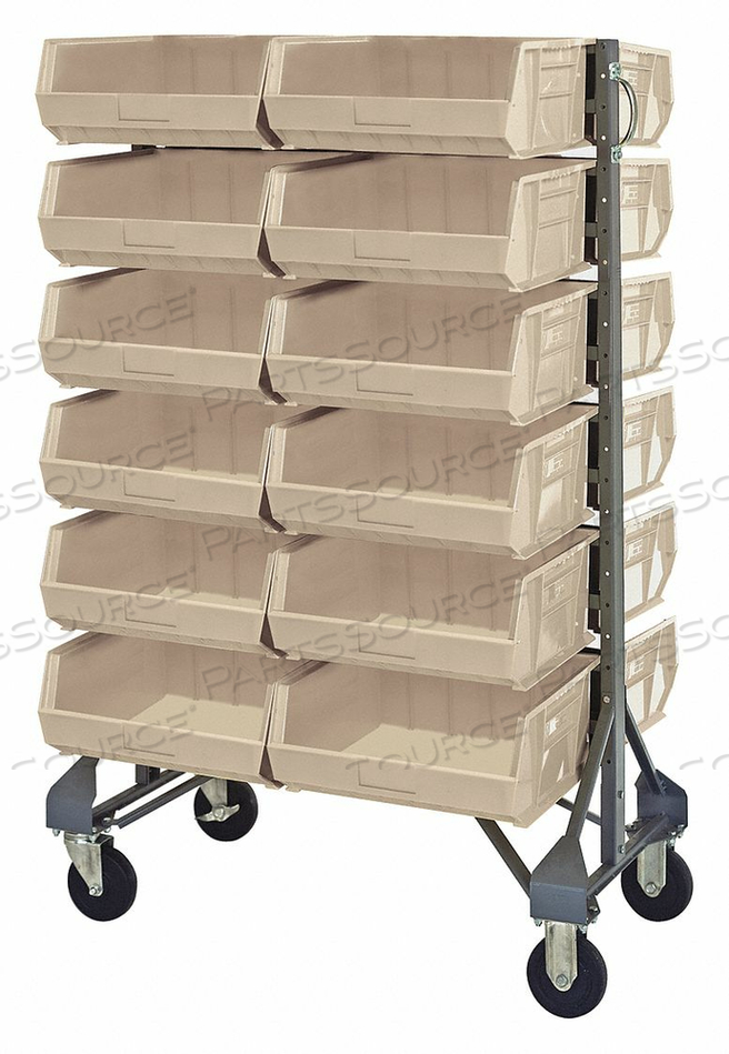 MOBILE BIN RAIL FLOOR RACK 24 BINS IVORY by Quantum Storage Systems
