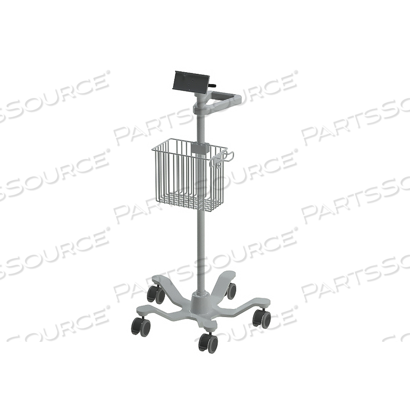 ROLL STAND 42" W/ 3" SHELF W/30 DEGREE TILT LIMIT, HANDLE, BASKET by Amico Accessories