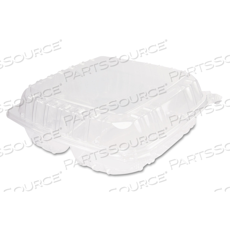 CLEARSEAL HINGED-LID PLASTIC CONTAINERS, 3-COMPARTMENT, 9.4 X 8.9 X 3, PLASTIC, 100/BAG by Dart Container Corporation CLEARSEAL HINGED-LID PLASTIC CONTAINERS, 3-COMPARTMENT, 9.4 X 8.9 X 3, PLASTIC, 100/BAG by Dart Container Corporation