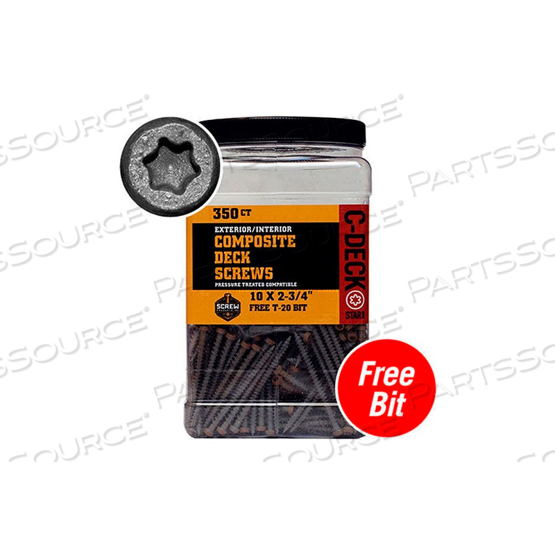 10 X 2-3/4" C-DECK COMPOSITE ACQ COMPATIBLE STAR DRIVE DECK SCREWS - CEDAR - PKG OF 75 by Screw Products, Inc.