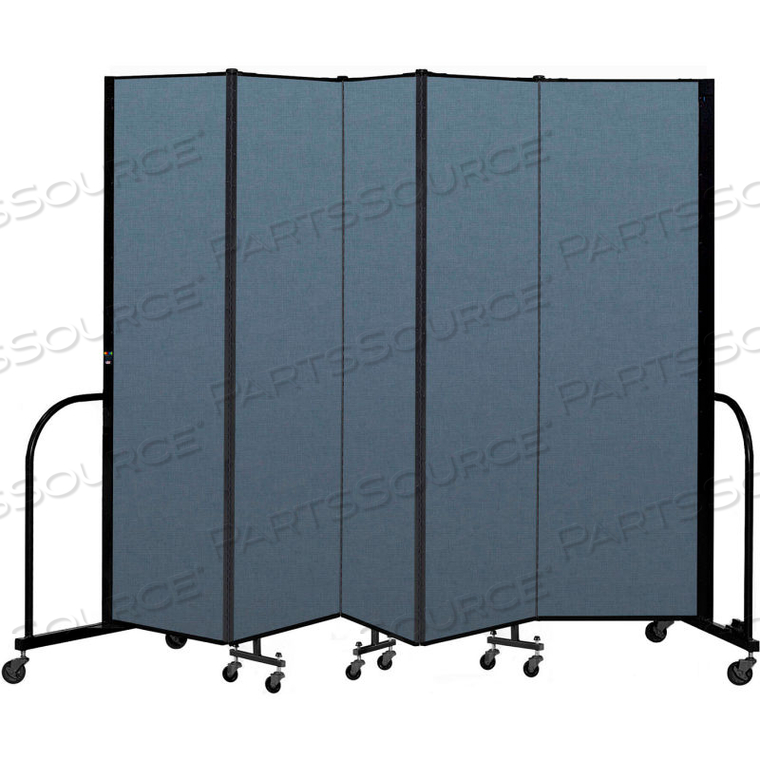 PORTABLE ROOM DIVIDER 5 PANEL, 6'8"H X 9'5"L, FABRIC COLOR: BLUE 