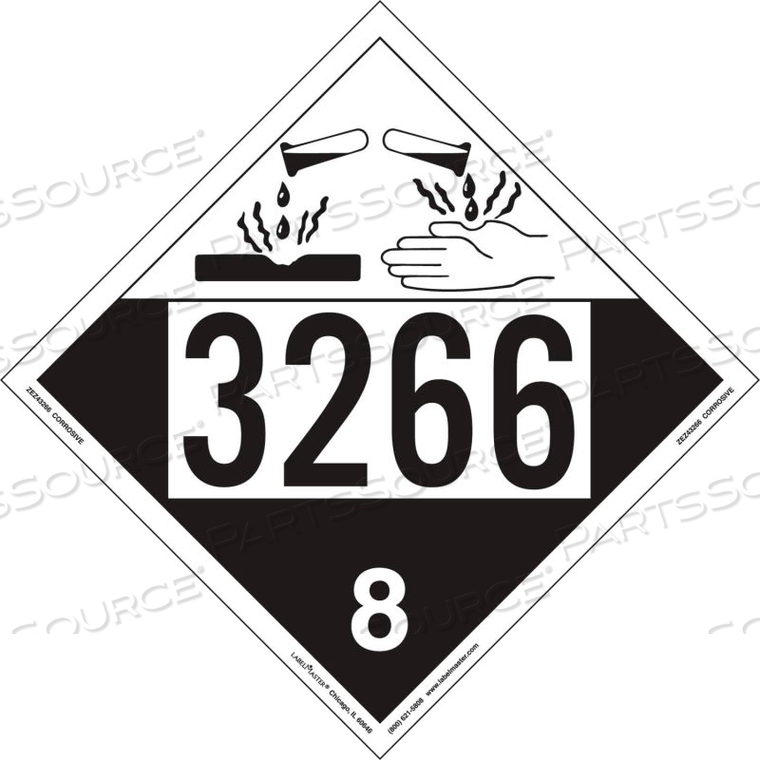 CORROSIVE PLACARD, UN 3266, REMOVABLE VINYL, 25/PACK by Labelmaster CORROSIVE PLACARD, UN 3266, REMOVABLE VINYL, 25/PACK by Labelmaster