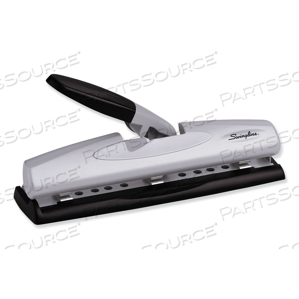 12-SHEET LIGHTTOUCH DESKTOP TWO- TO THREE-HOLE PUNCH, 9/32" HOLES, BLACK/SILVER by Swingline GBC