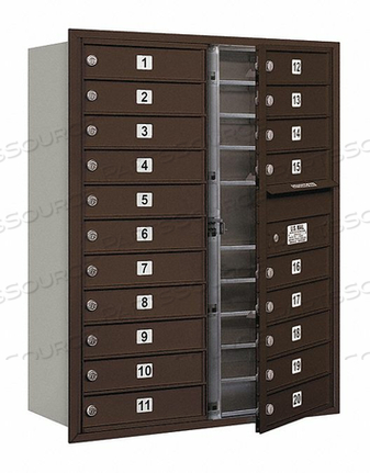 4C HORIZONTAL MAILBOX, 41"H, DOUBLE COLUMN, 20 MB1 DOORS, FRONT LOAD, BRONZE, USPS by Salsbury Industries 4C HORIZONTAL MAILBOX, 41"H, DOUBLE COLUMN, 20 MB1 DOORS, FRONT LOAD, BRONZE, USPS by Salsbury Industries