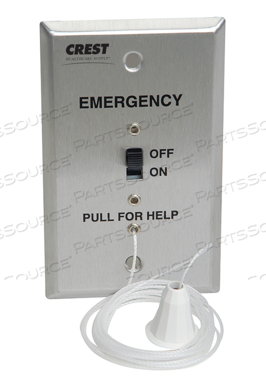 PULLCORD STATION, 2.75IN WIDTH, 4.5IN HEIGHT, SILVER, STAINLESS STEEL, SINGLE JACK TYPE, 7FT CABLE LENGTH, 24VDC VOLTAGE RATING by Crest Healthcare PULLCORD STATION, 2.75IN WIDTH, 4.5IN HEIGHT, SILVER, STAINLESS STEEL, SINGLE JACK TYPE, 7FT CABLE LENGTH, 24VDC VOLTAGE RATING by Crest Healthcare