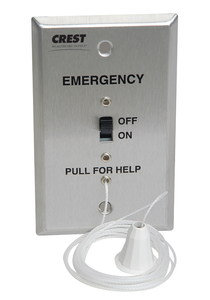 PULLCORD STATION, 2.75IN WIDTH, 4.5IN HEIGHT, SILVER, STAINLESS STEEL, SINGLE JACK TYPE, 7FT CABLE LENGTH, 24VDC VOLTAGE RATING by Crest Healthcare PULLCORD STATION, 2.75IN WIDTH, 4.5IN HEIGHT, SILVER, STAINLESS STEEL, SINGLE JACK TYPE, 7FT CABLE LENGTH, 24VDC VOLTAGE RATING by Crest Healthcare