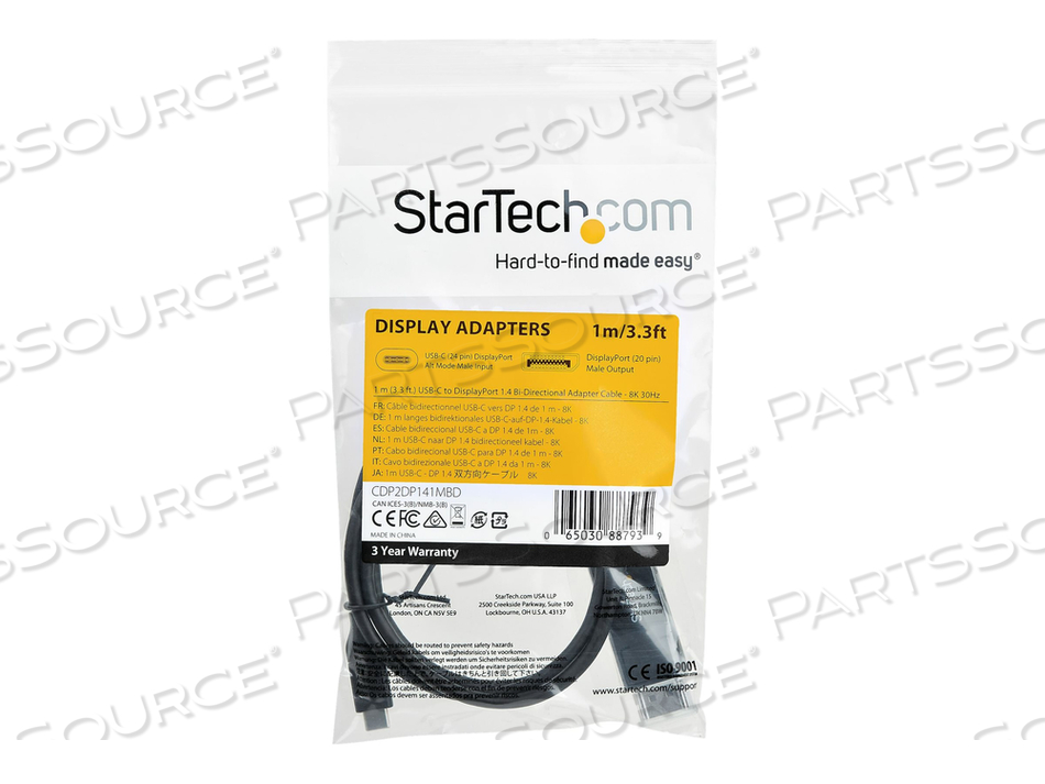 3FT/1M USB C TO DISPLAYPORT 1.4 CABLE 8K 60HZ/4K, BIDIRECTIONAL DP TO USB-C OR USB-C TO DP REVERSIBLE VIDEO ADAPTER CABLE, HBR3/HDR/DSC, USB by StarTech.com Ltd. 3FT/1M USB C TO DISPLAYPORT 1.4 CABLE 8K 60HZ/4K, BIDIRECTIONAL DP TO USB-C OR USB-C TO DP REVERSIBLE VIDEO ADAPTER CABLE, HBR3/HDR/DSC, USB by StarTech.com Ltd.