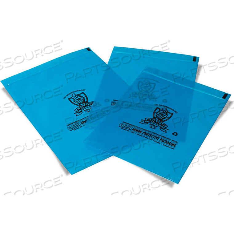 POLY VCI RESEALABLE ZIP CLOSURE FLAT BAGS 8" X 10" 4 MIL BLUE 1,000 PACK by Armor Protective Packaging