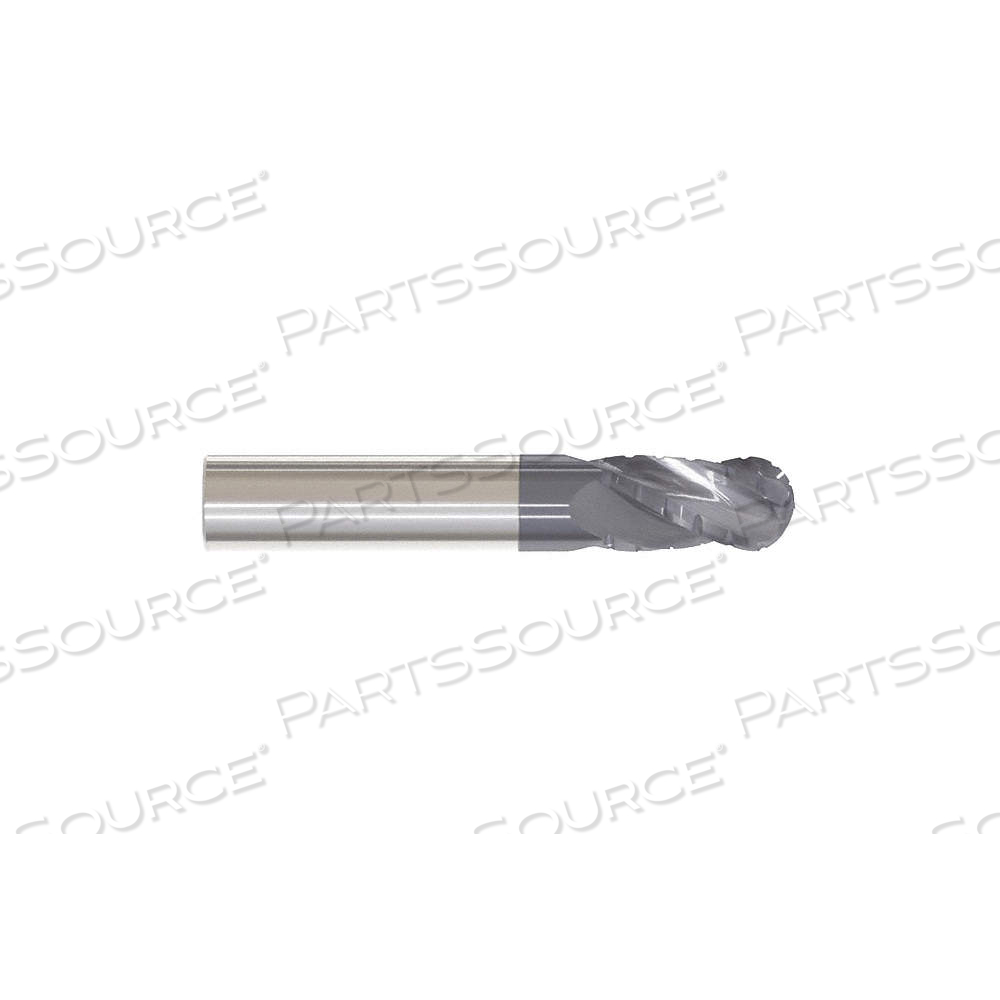 BALL END MILL, 4 FLUTES, 3/16 IN MILLING DIA., 5/8 IN LG OF CUT, 2 IN OVERALL LG by Approved Vendor