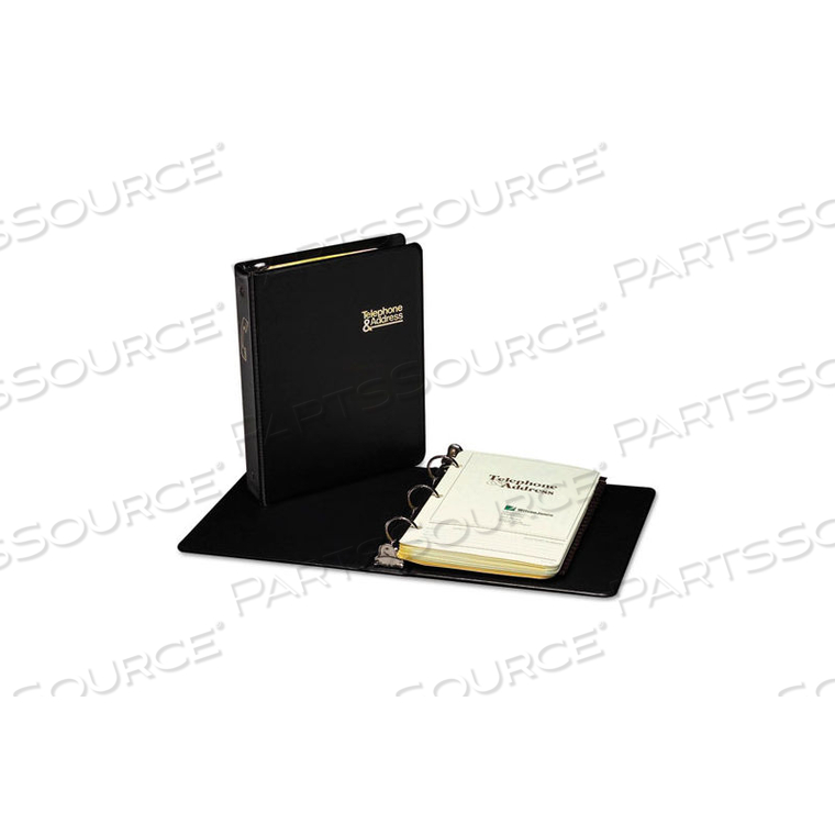 LOOSELEAF PHONE/ADDRESS BOOK, 1" CAPACITY, 5-1/2 X 8-1/2, BLACK VINYL 