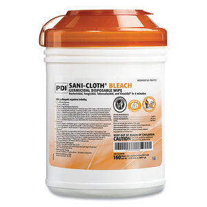 SANI-CLOTH BLEACH GERMICIDAL DISPOSABLE WIPES, 7.5 X 15, UNSCENTED, WHITE, 160/CANISTER, 12 CANISTERS/CARTON by Sani Professional