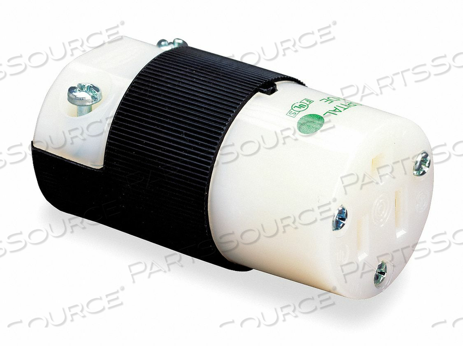 STRAIGHT BLADE CONNECTOR, 15A, 125V, 2P 3W NYLON BLACK & WHITE by Hubbell Incorporated, Wiring Device-Kellums