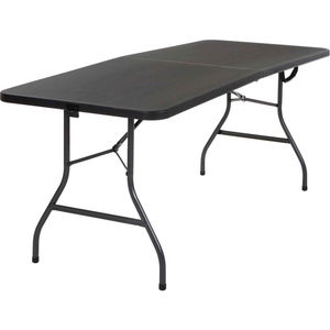 FOLD-IN-HALF PLASTIC TABLE, 72" X 30" X 29", BLACK by Cosco