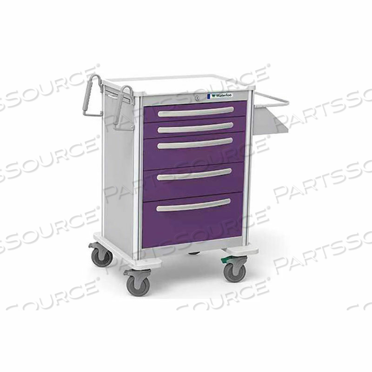 5-DRAWER ALUMINUM TALL TREATMENT CART, KEY LOCK, VIOLET by Waterloo Healthcare