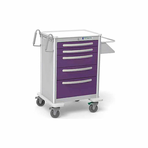 5 DRAWER UNICART, LIGHT GRAY EXTERIOR / VIOLET DRAWERS, KEY LOCK by Waterloo Healthcare