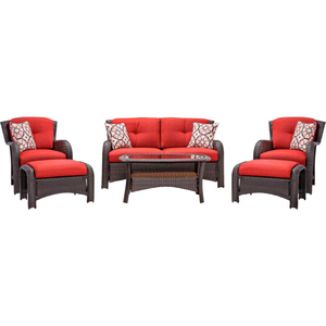 STRATHMERE 6-PIECE WICKER PATIO SET, CRIMSON RED by Almo