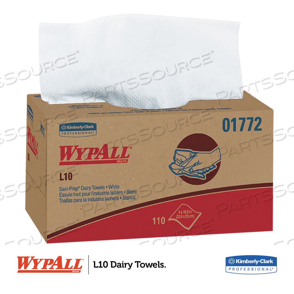 L10 SANI-PREP DAIRY TOWELS, POP-UP BOX, 1-PLY, 10.25 X 10.5 by WypAll