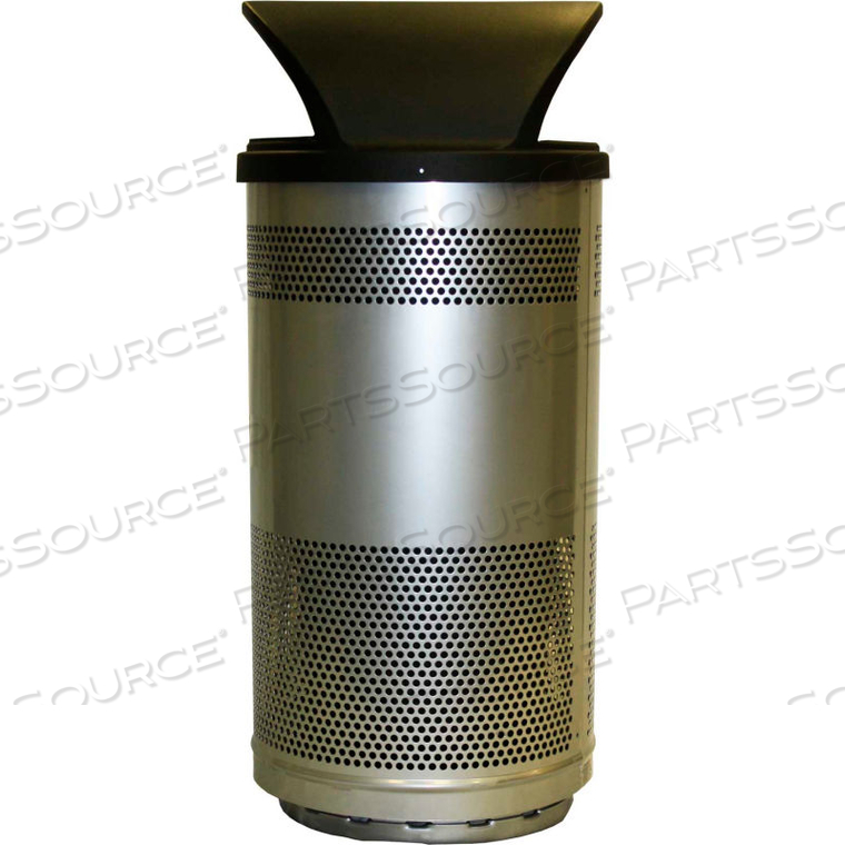 STADIUM SERIES 35 GALLON RECEPTACLE W/HOOD TOP LID, STAINLESS STEEL by Witt Company STADIUM SERIES 35 GALLON RECEPTACLE W/HOOD TOP LID, STAINLESS STEEL by Witt Company