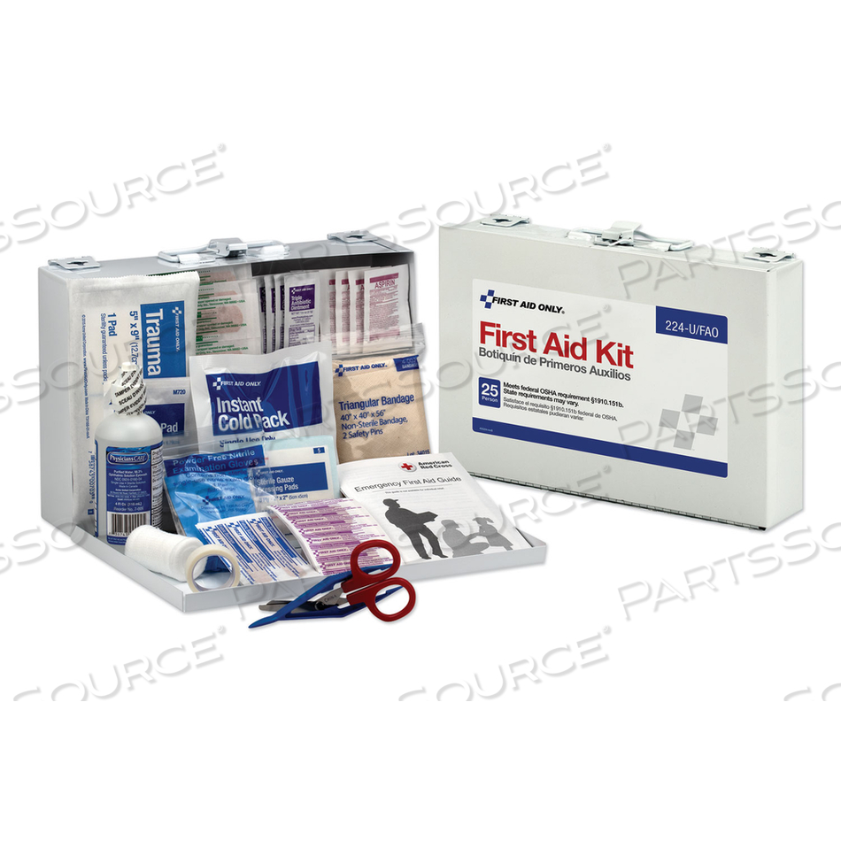 FIRST AID KIT FOR 25 PEOPLE, 104 PIECES, OSHA COMPLIANT, METAL CASE by First Aid Only